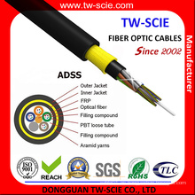 Cable ADSS de autoprotección de fibra óptica para miembros de GRP Strength